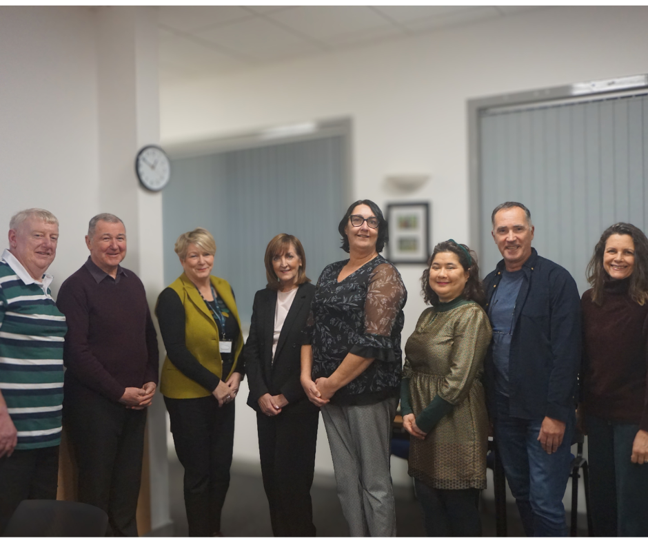 (L-R) Calum Mackay (HHP Chair), Murdo Macleod (CRY), Chriselle Macleod (Crossroads Lewis), Ann Murray (Volunteer Centre Western Isles) Margaret Anne Montgomery (WIAMH), Rebecca Mahoney (WIAMH), Colin Gilmore (HHP Board), Helen Mackenzie (HHP Vice Chair)