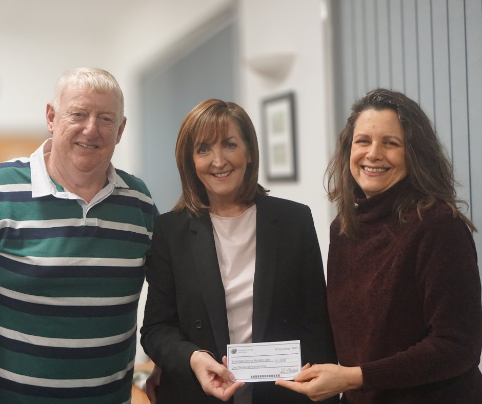 (L-R) Calum Mackay (HHP Chair), Ann Murray (Volunteer Centre Western Isles) & Helen Mackenzie (HHP Vice Chair)